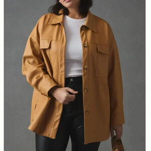 Anthropologie Maeve Faux Leather Shirt Jacket